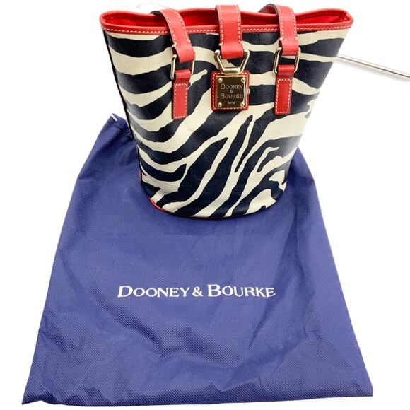 NWT Dooney & Bourke Logo Lock Zebra Print Shoulder Bucket Bag - Picture 10 of 15